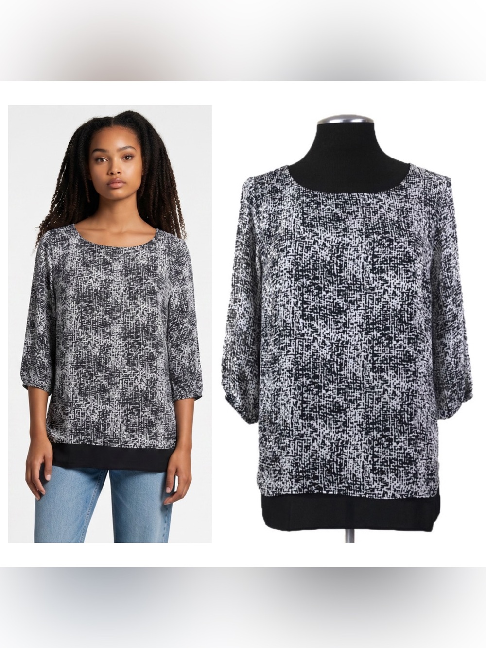 🆕 AB Studio - Layered Pullover Split Back Blouse - Small
